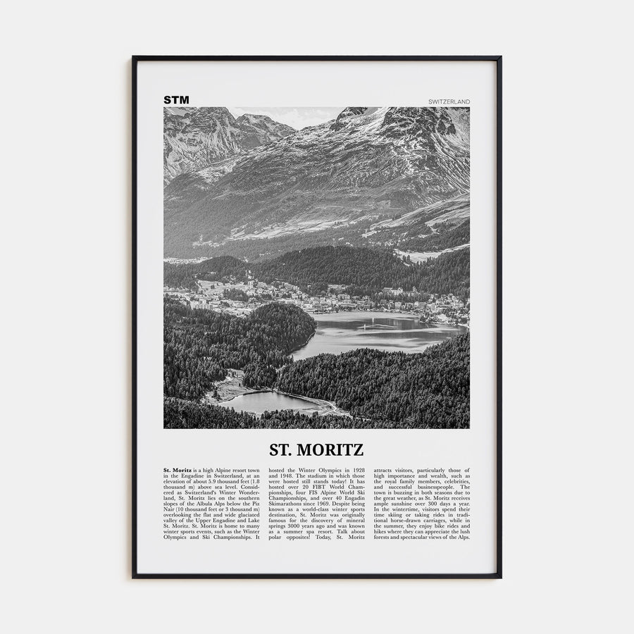 St. Moritz Travel B&W Poster