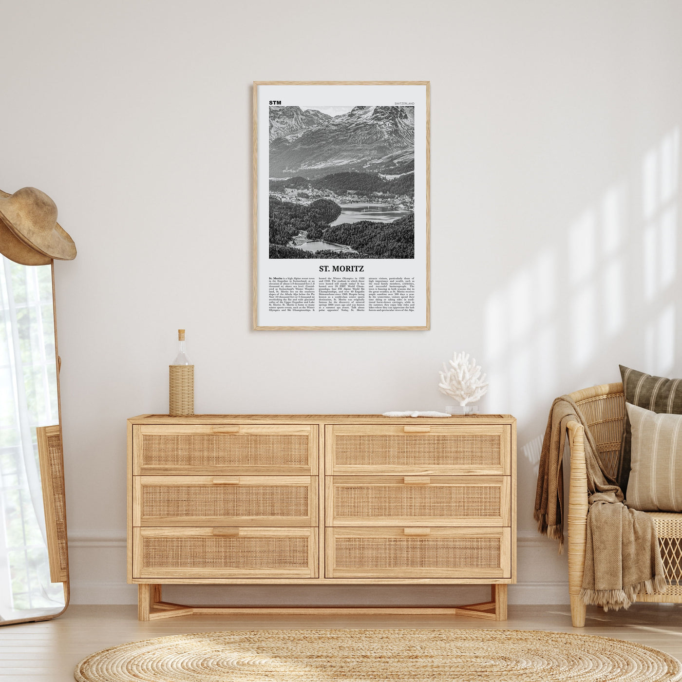 St. Moritz Travel B&W Poster
