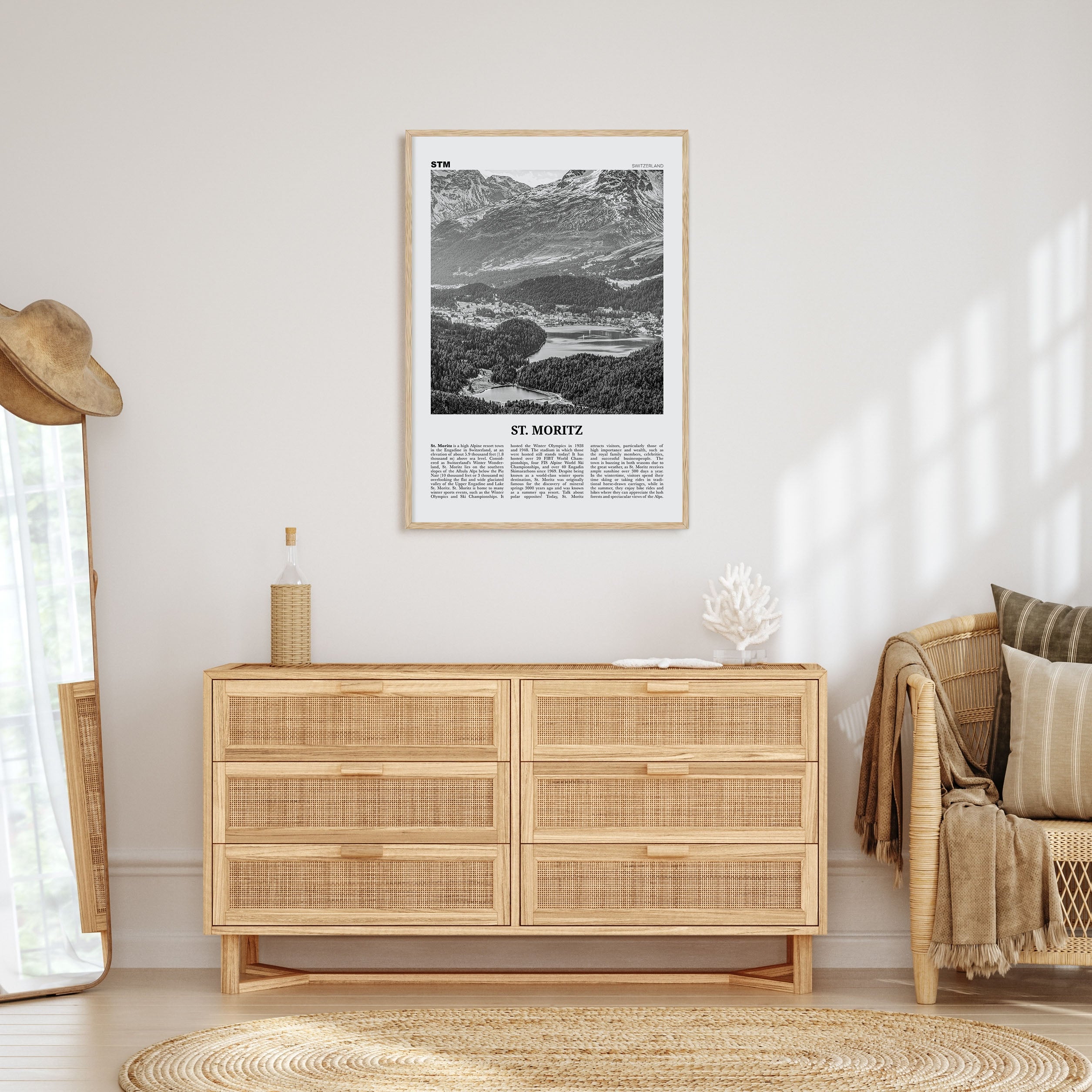 St. Moritz Travel B&W Poster
