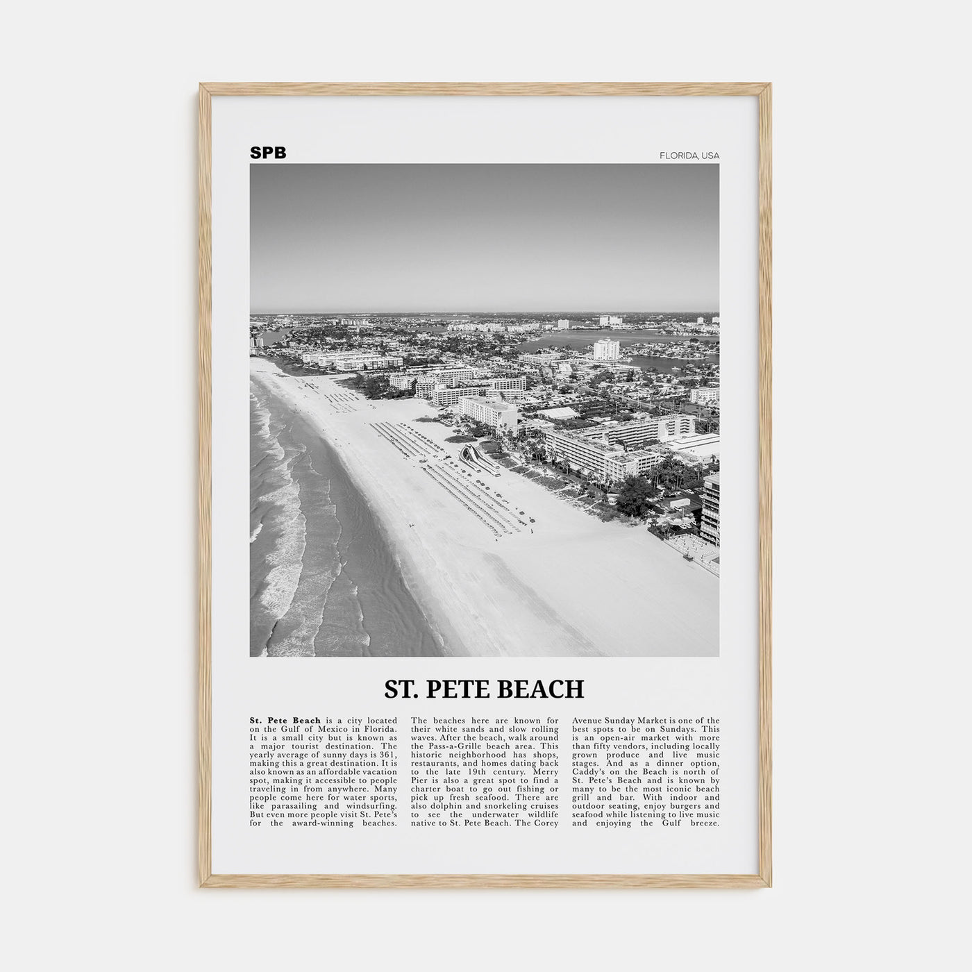 St. Pete Beach Travel B&W No 1 Poster
