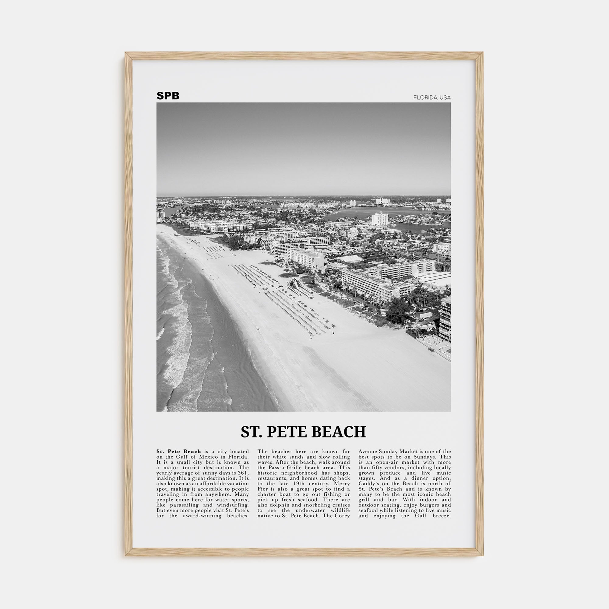 St. Pete Beach Travel B&W No 1 Poster