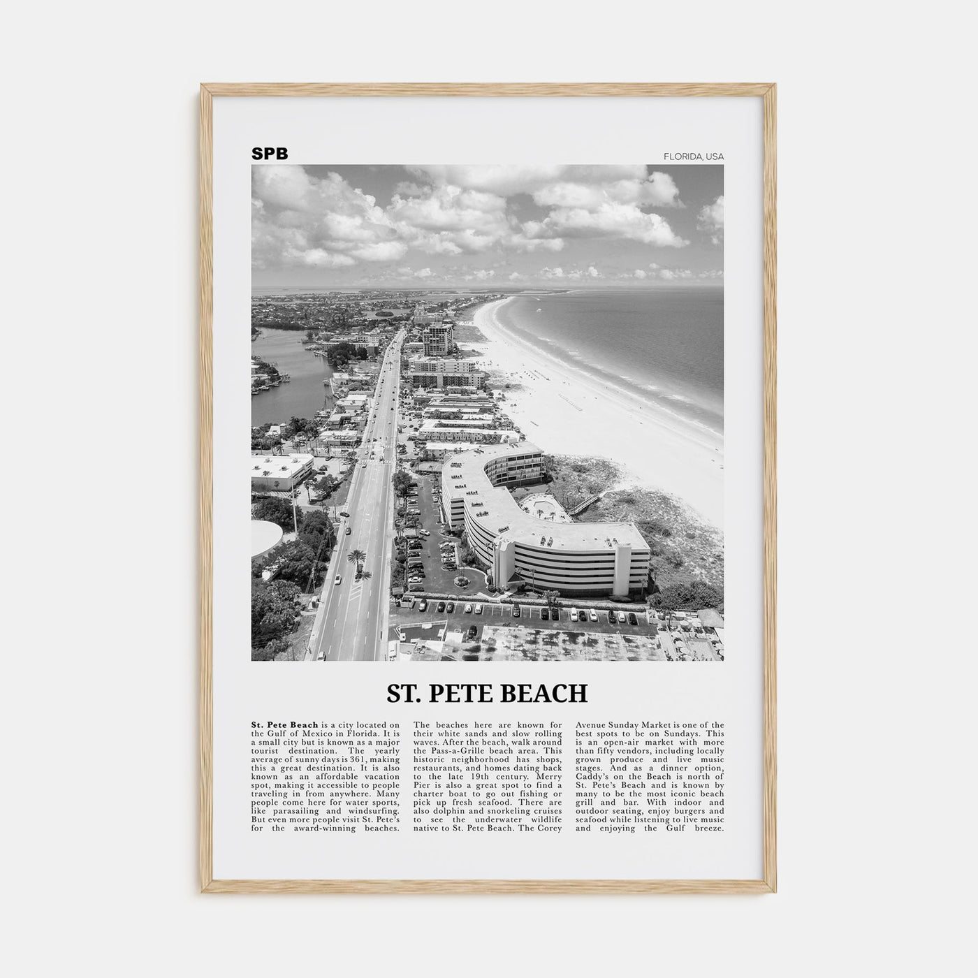 St. Pete Beach Travel B&W No 2 Poster