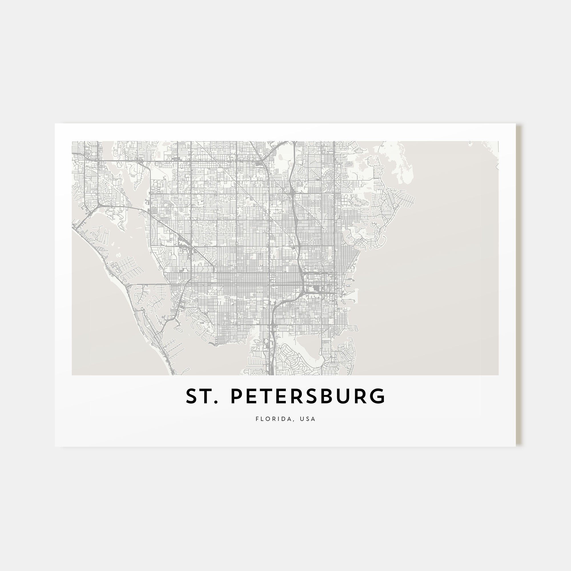 St. Petersburg, Florida Map Landscape Poster