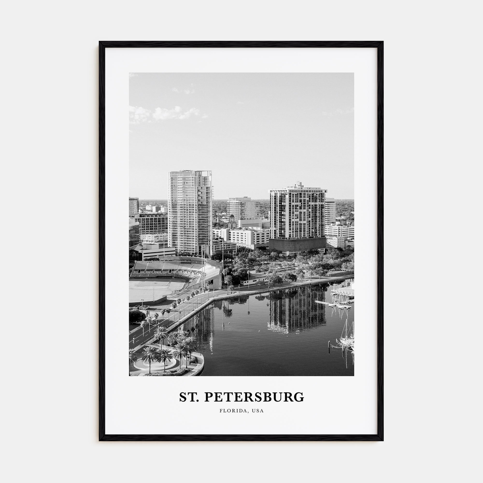 St. Petersburg, Florida Portrait B&W No 1 Poster