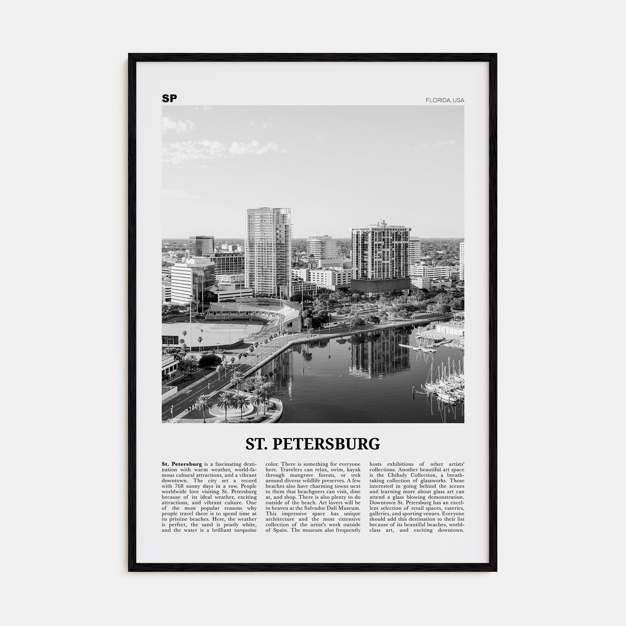 St. Petersburg, Florida Travel B&W No 1 Poster
