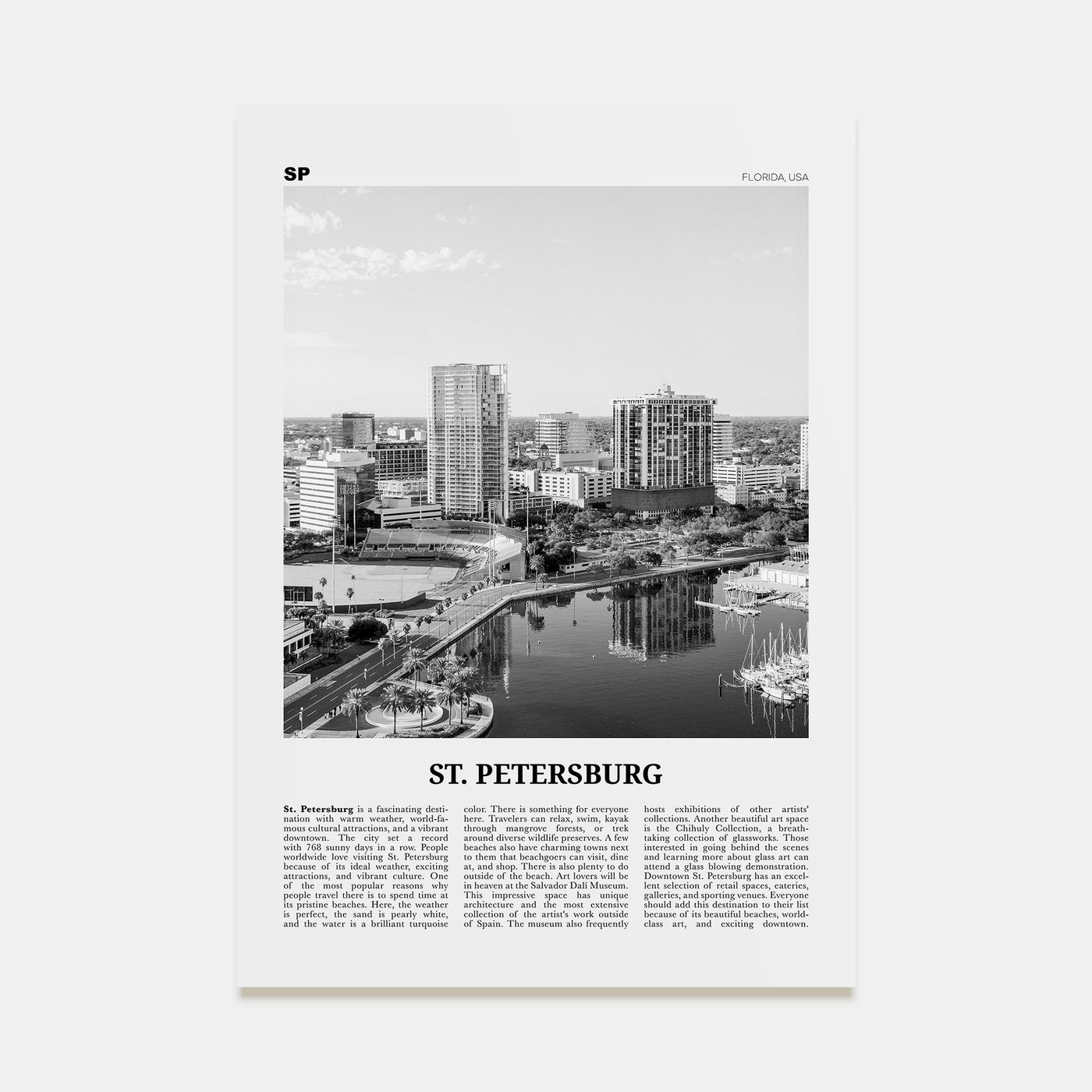 St. Petersburg, Florida Travel B&W No 1 Poster