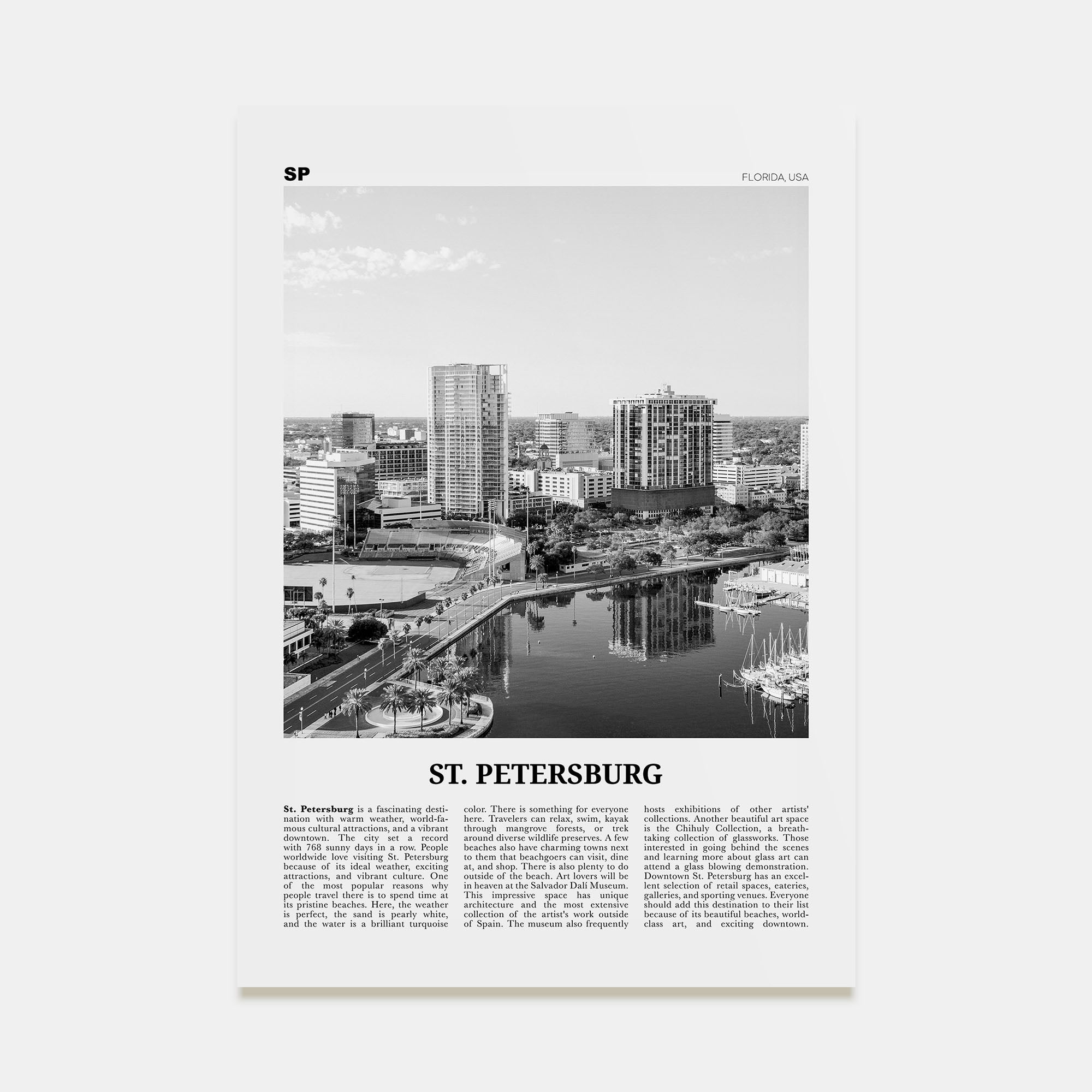 St. Petersburg, Florida Travel B&W No 1 Poster