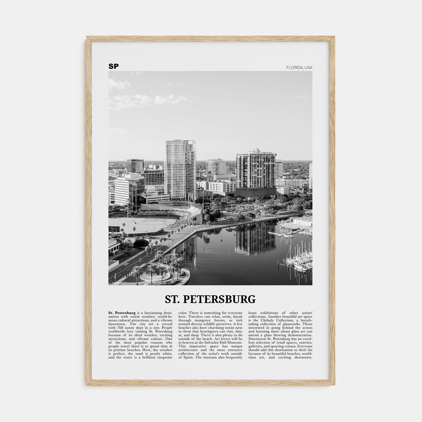 St. Petersburg, Florida Travel B&W No 1 Poster