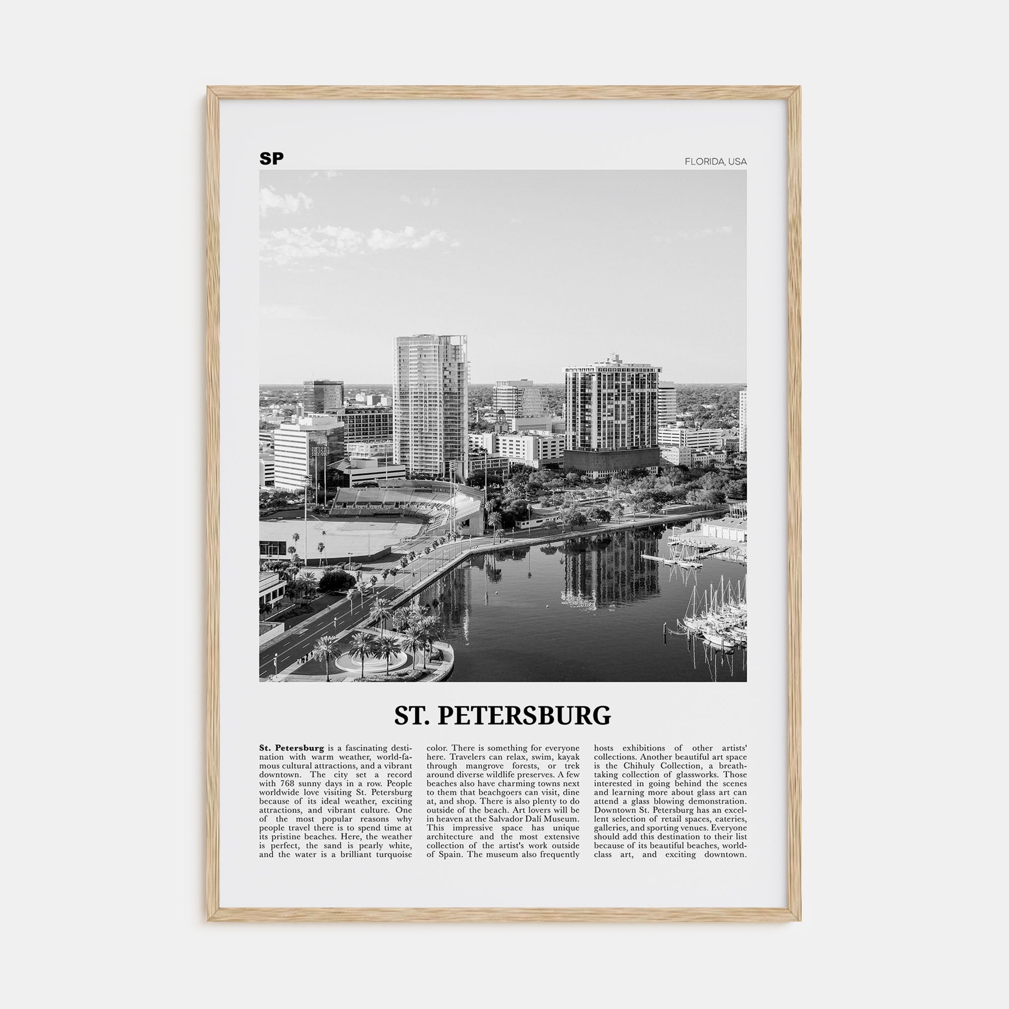 St. Petersburg, Florida Travel B&W No 1 Poster
