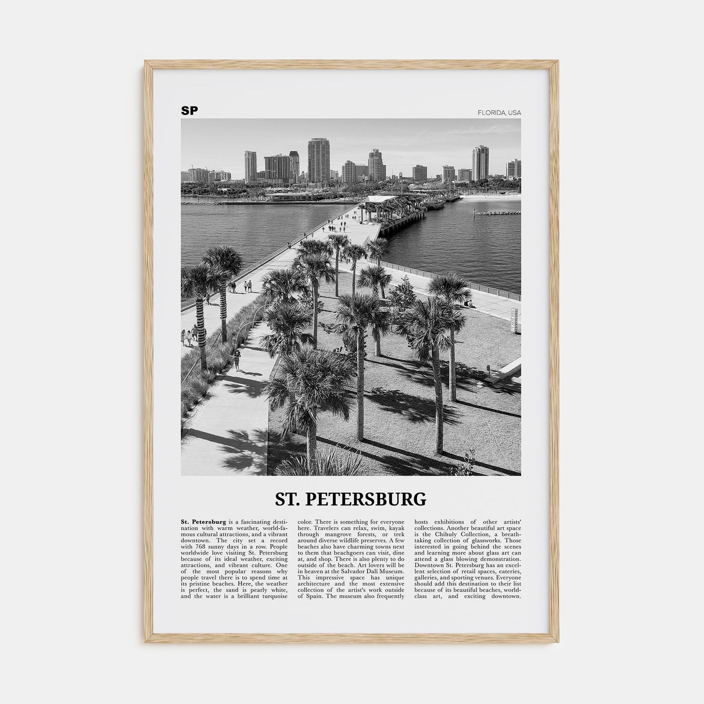 St. Petersburg, Florida Travel B&W No 2 Poster