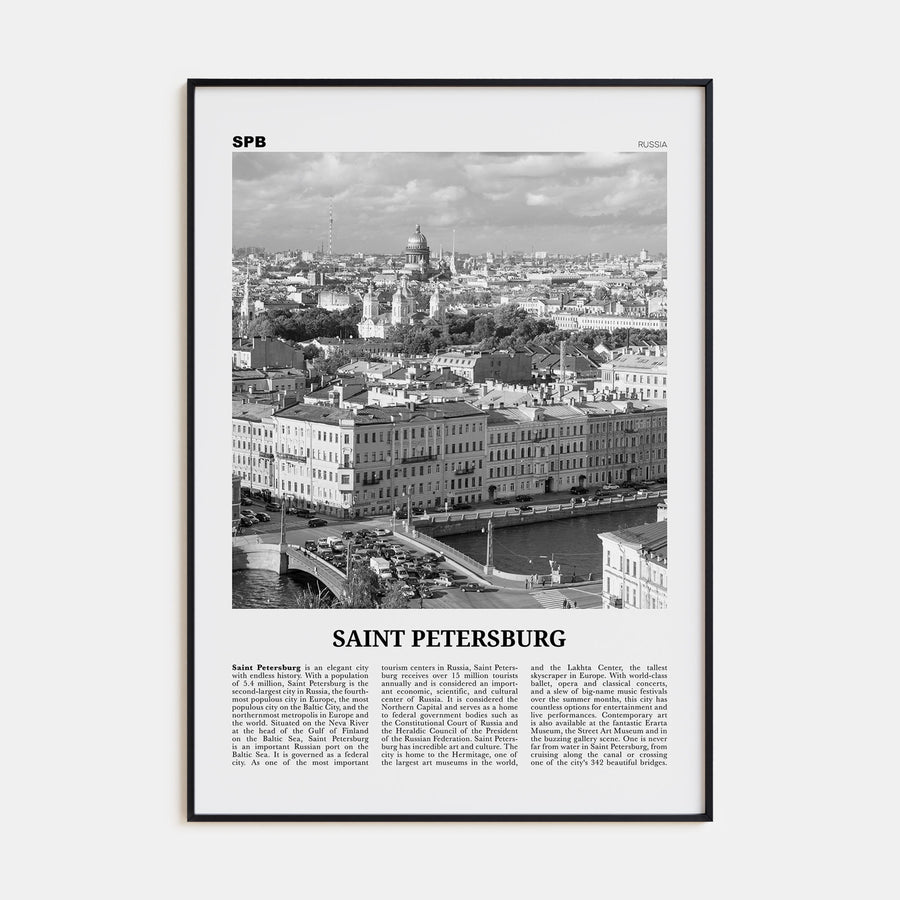 St. Petersburg, Russia Travel B&W Poster