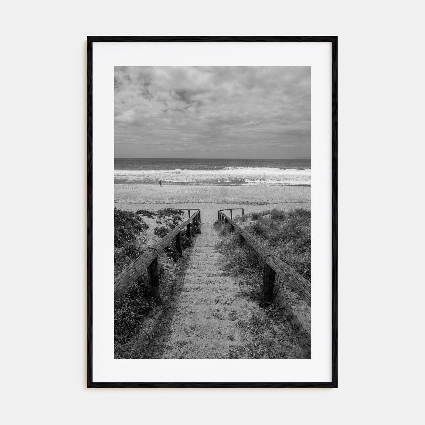 Staircase Pacific Ocean Photo B&W Poster