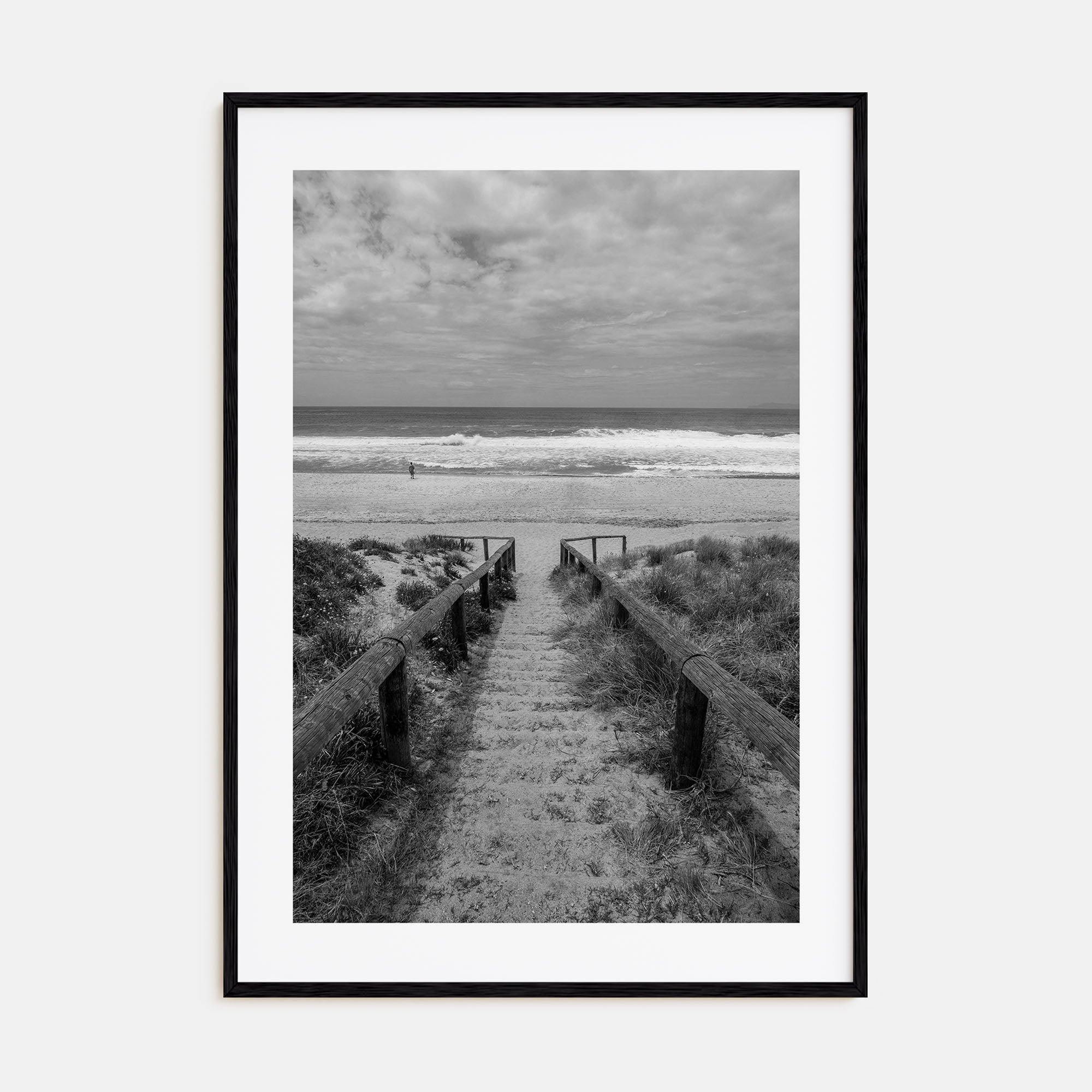 Staircase Pacific Ocean Photo B&W Poster