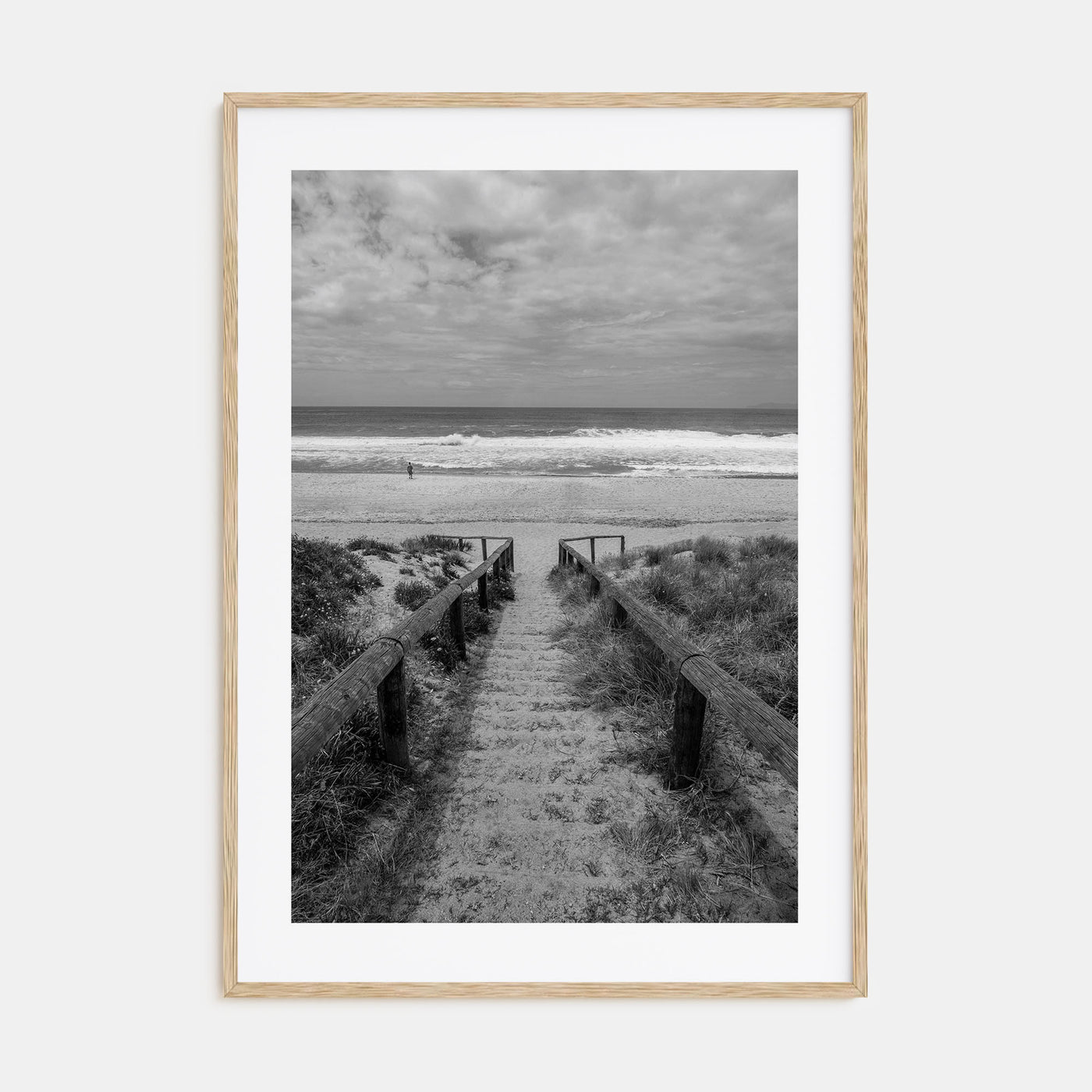 Staircase Pacific Ocean Photo B&W Poster