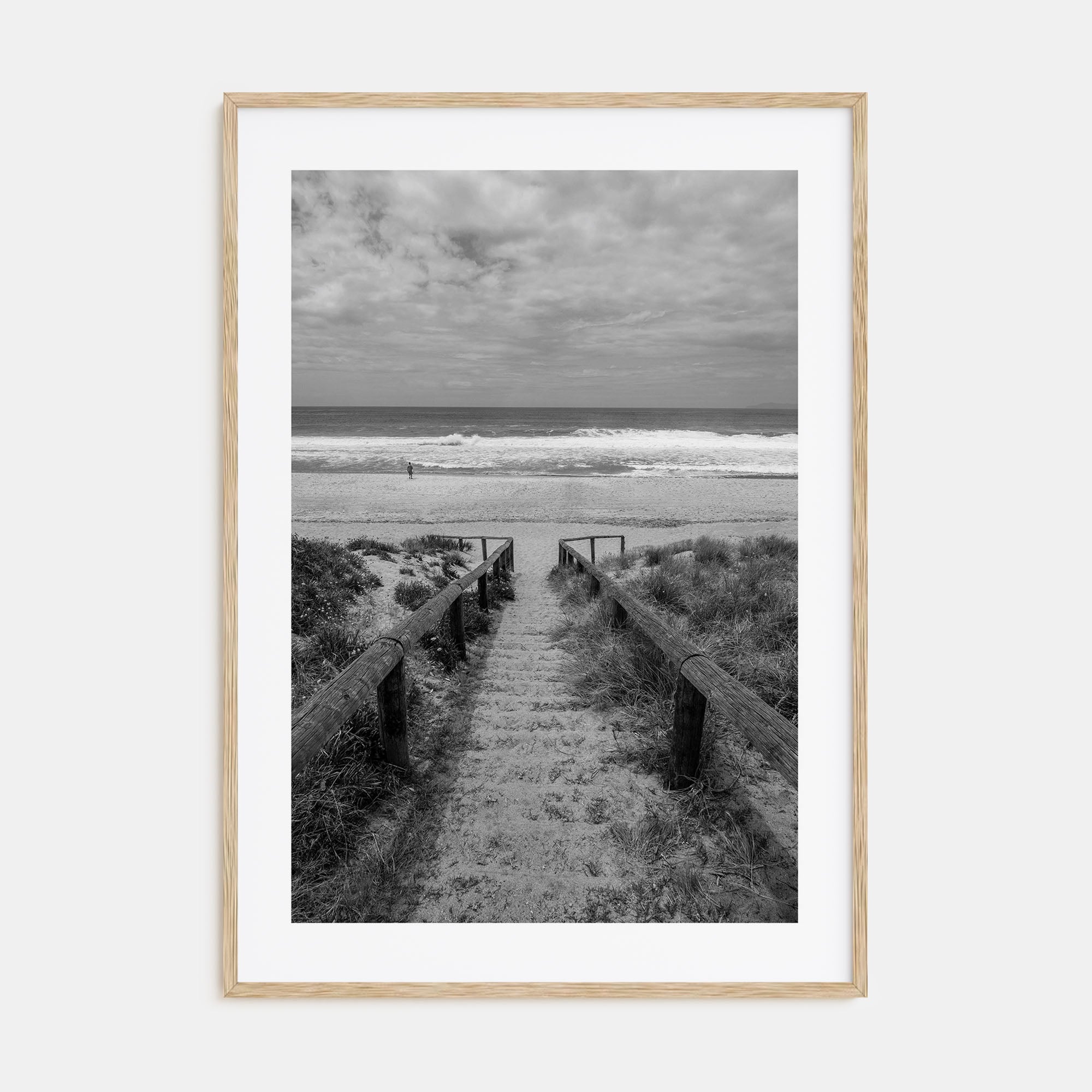 Staircase Pacific Ocean Photo B&W Poster