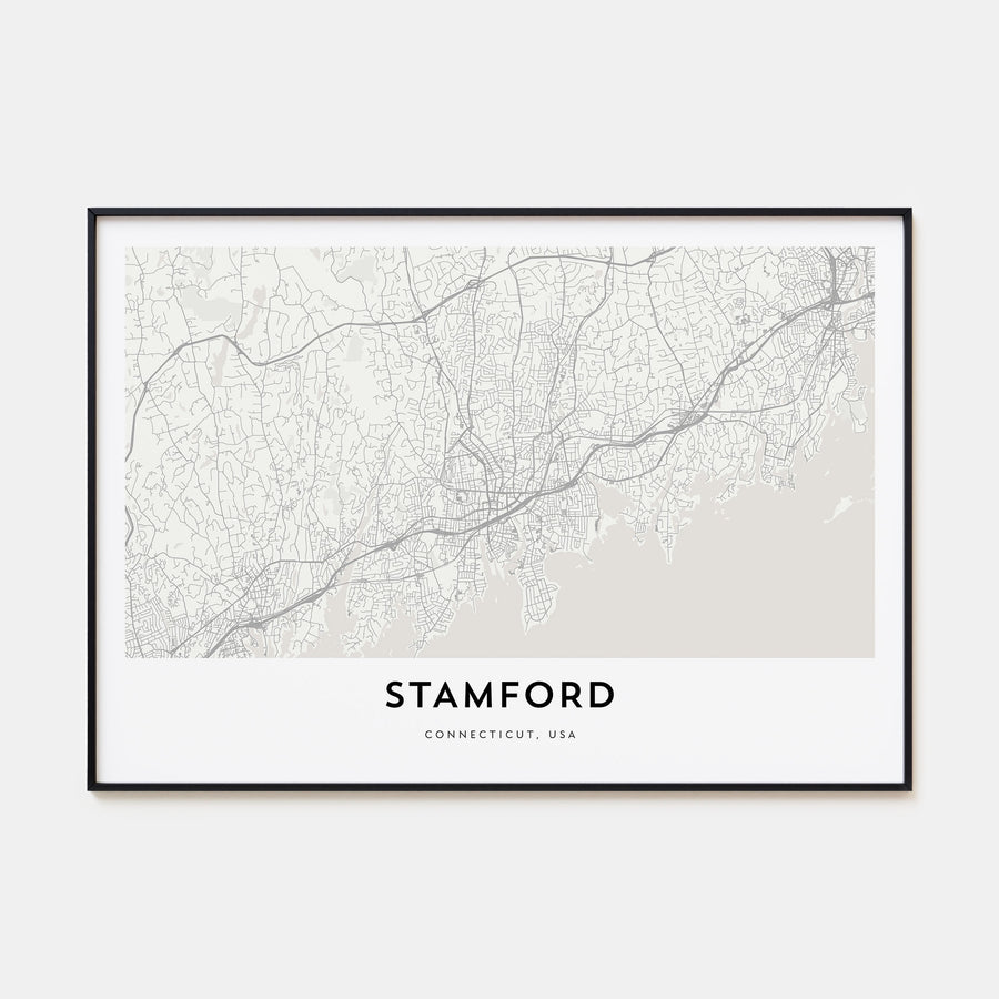 Stamford, Connecticut Map Landscape Poster