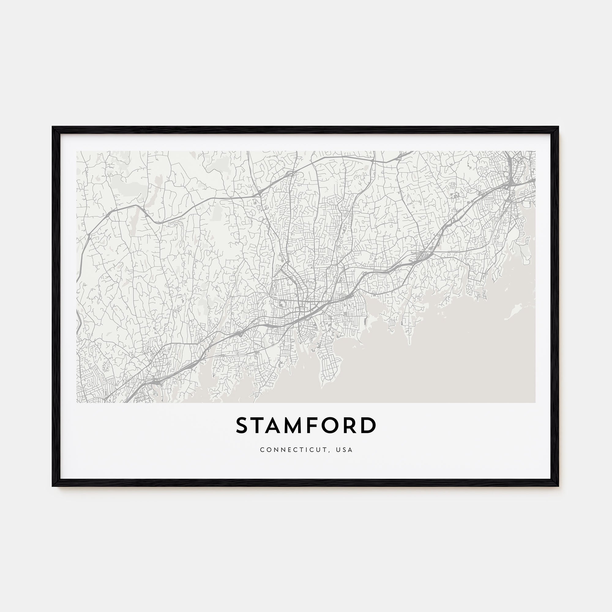 Stamford, Connecticut Map Landscape Poster