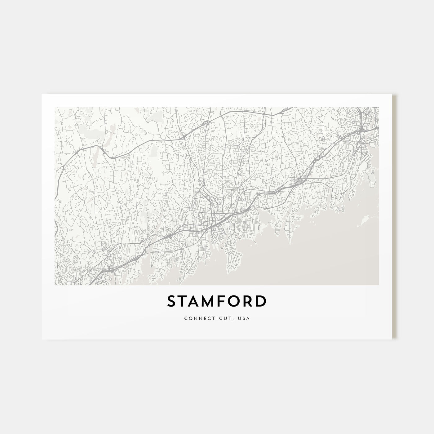 Stamford, Connecticut Map Landscape Poster