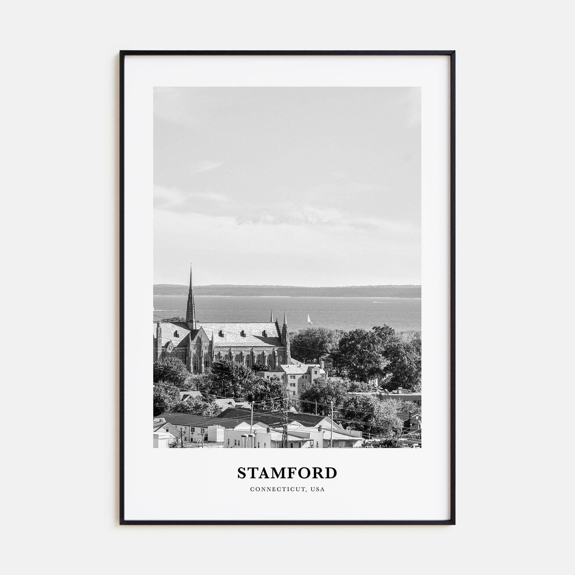 Stamford, Connecticut Portrait B&W Poster