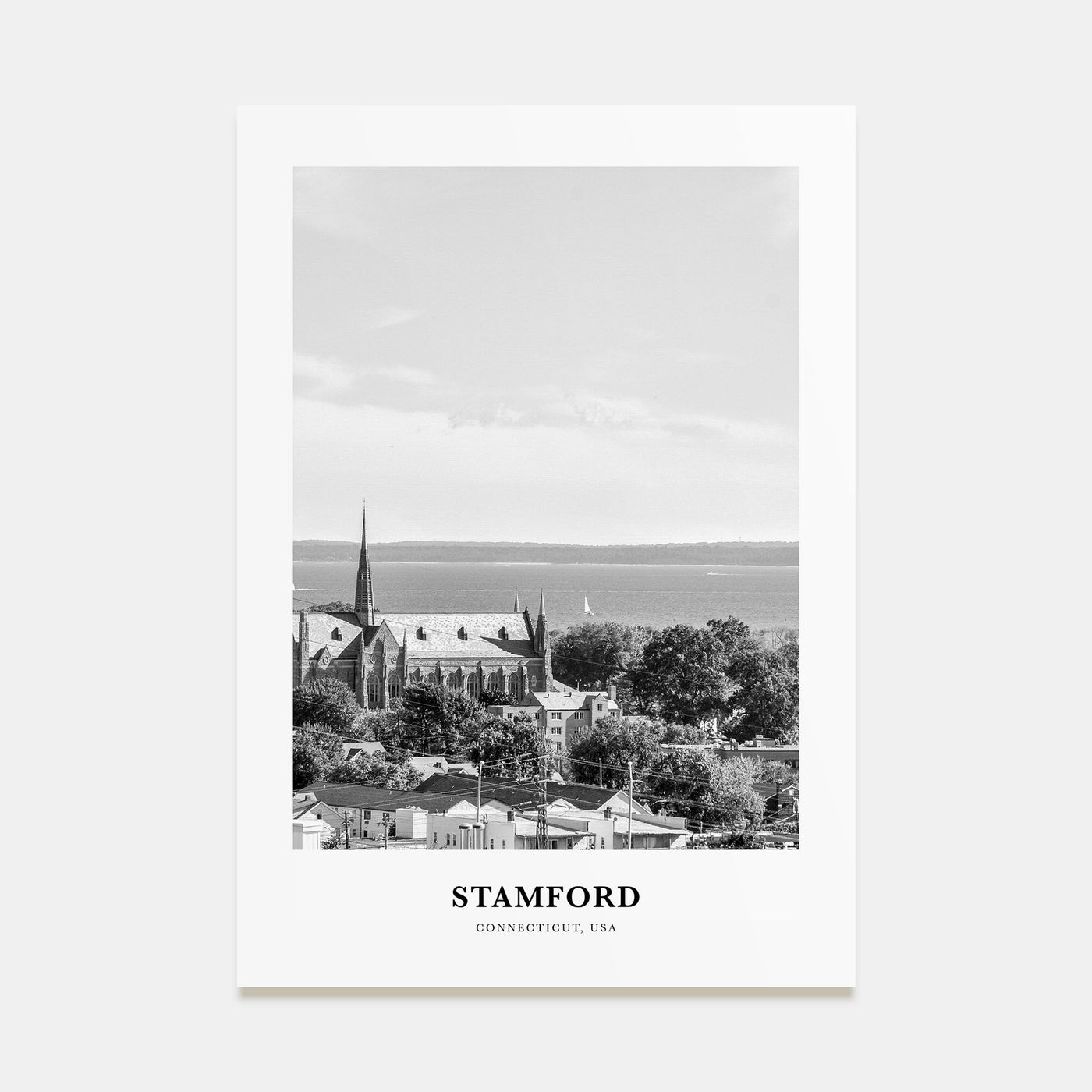 Stamford, Connecticut Portrait B&W Poster