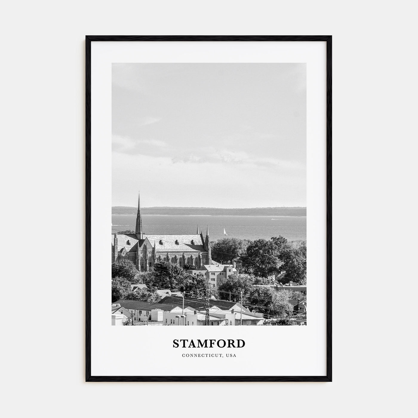Stamford, Connecticut Portrait B&W Poster