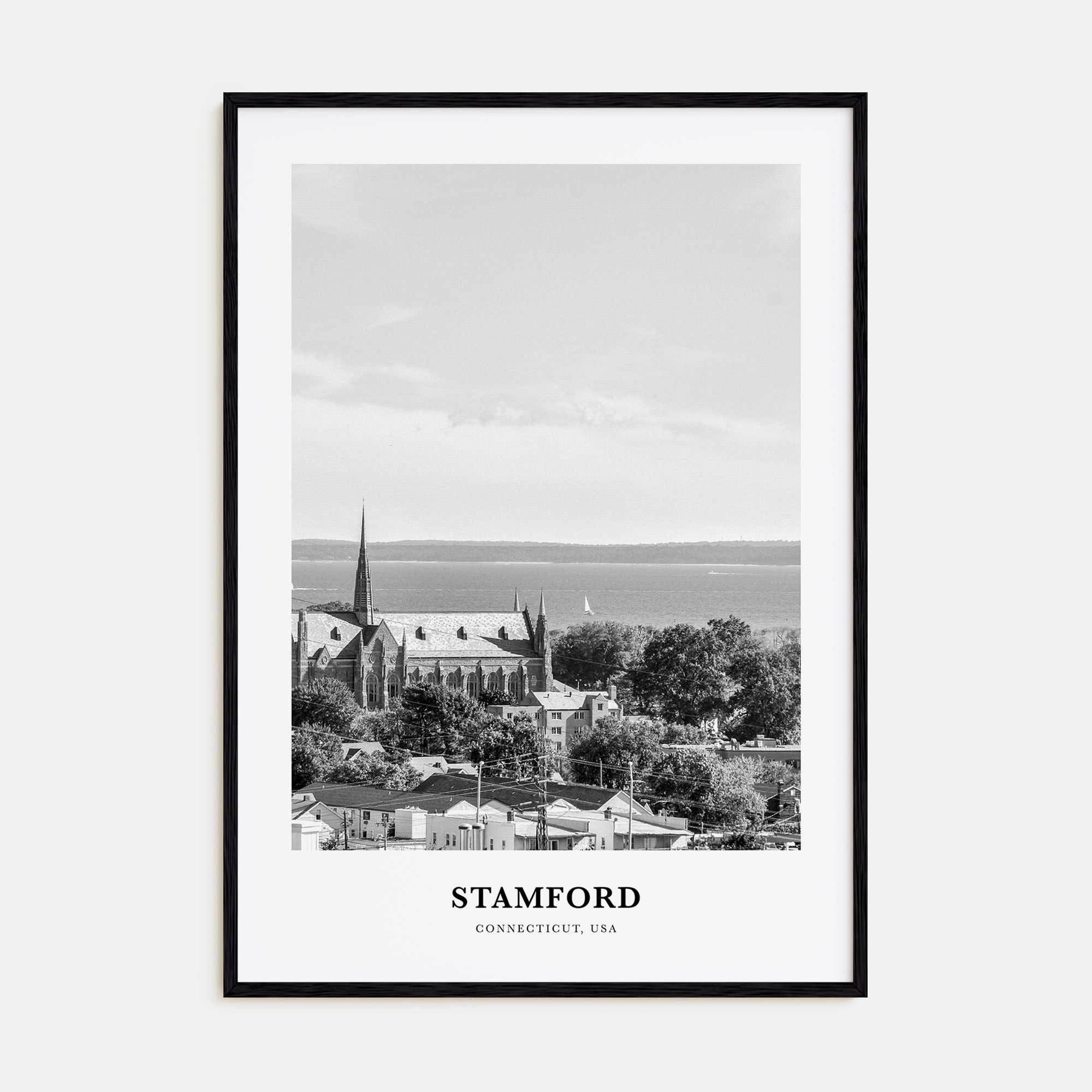 Stamford, Connecticut Portrait B&W Poster