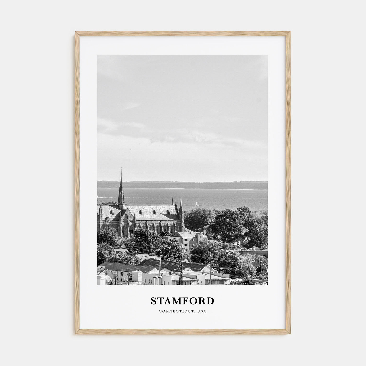 Stamford, Connecticut Portrait B&W Poster