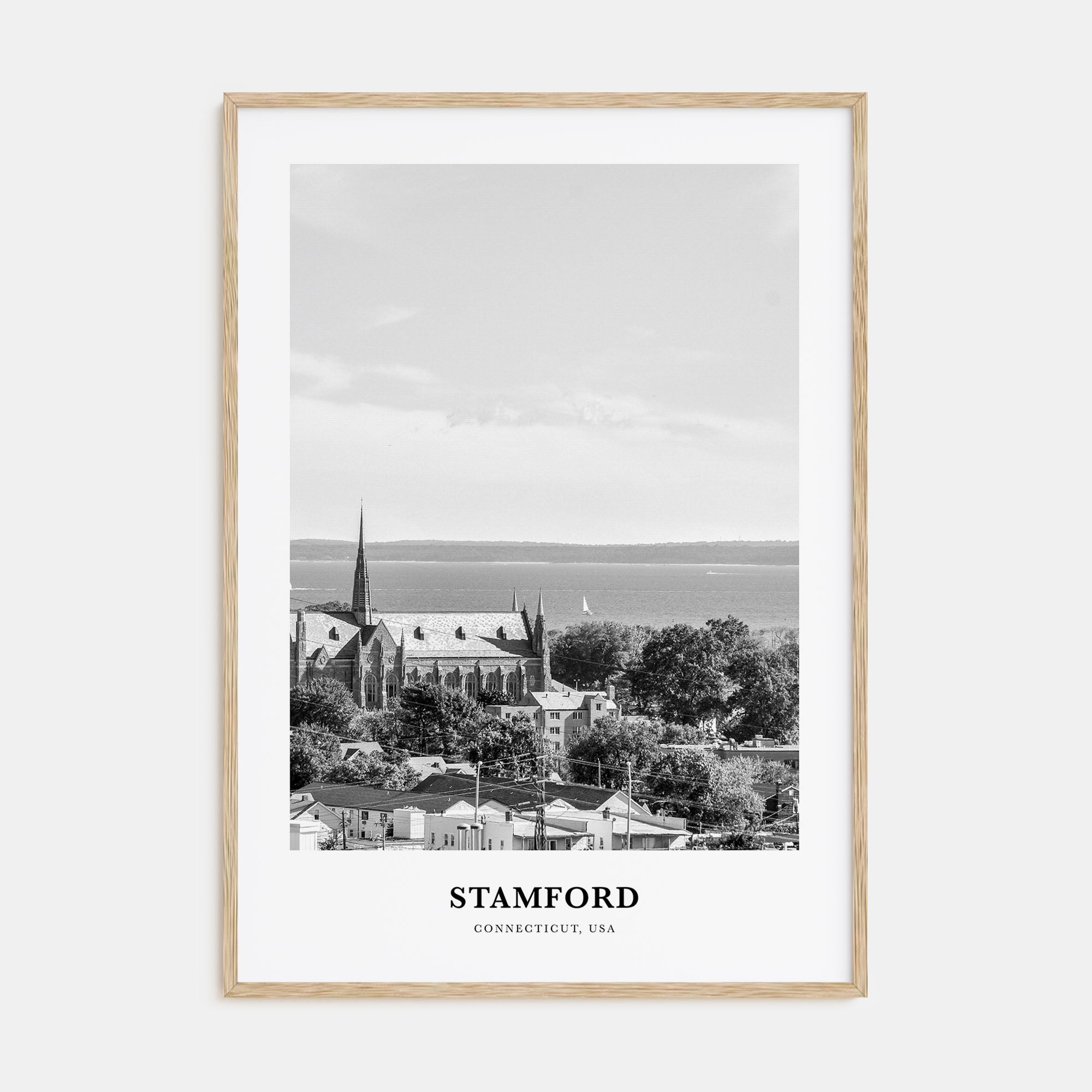 Stamford, Connecticut Portrait B&W Poster