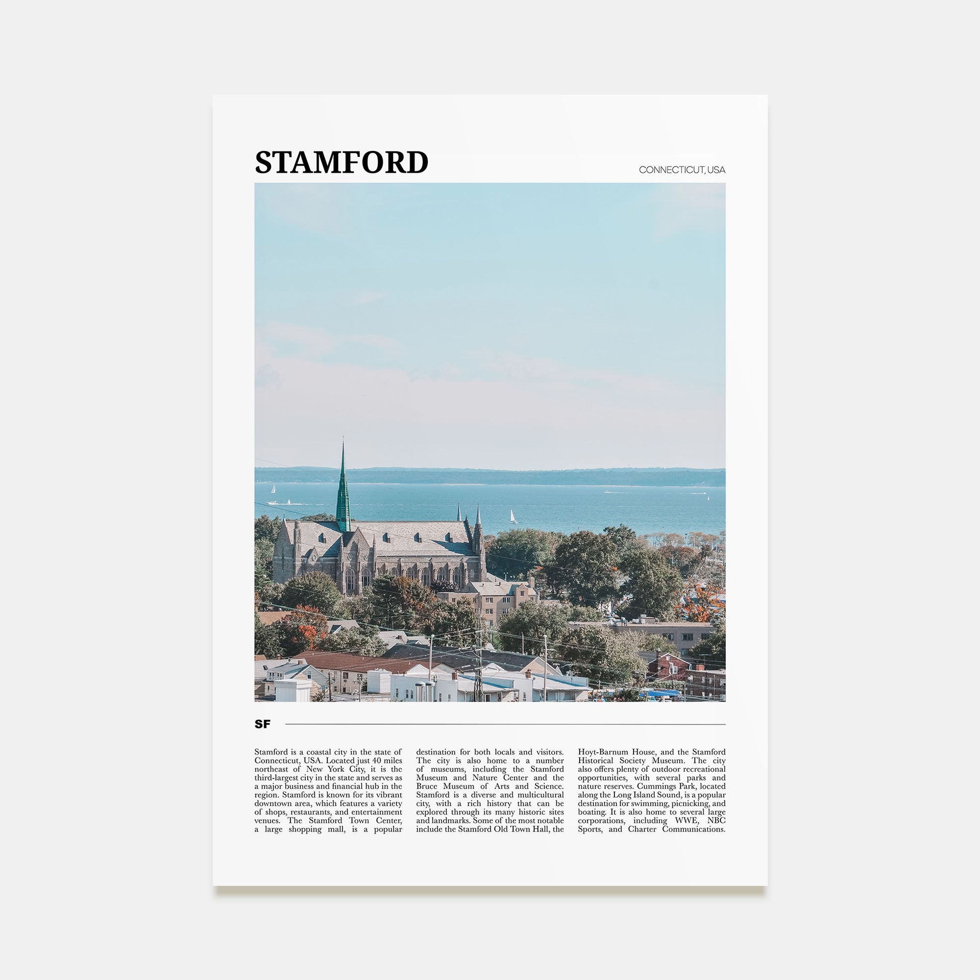 Stamford, Connecticut Travel Color Poster