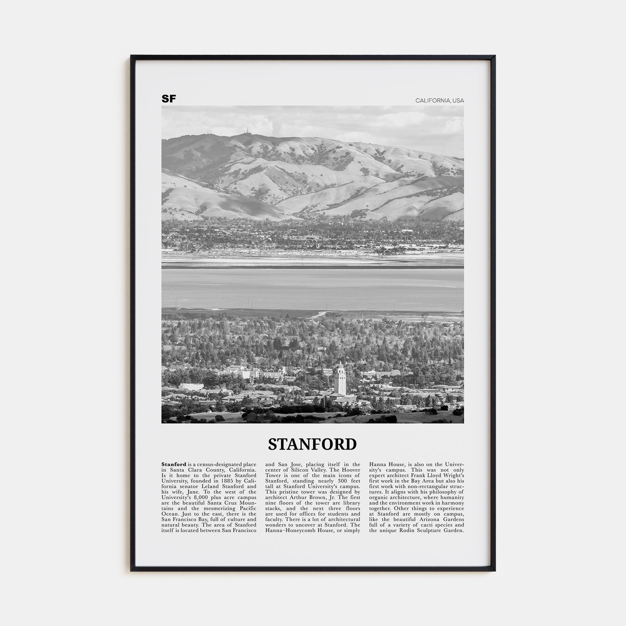Stanford Travel B&W Poster