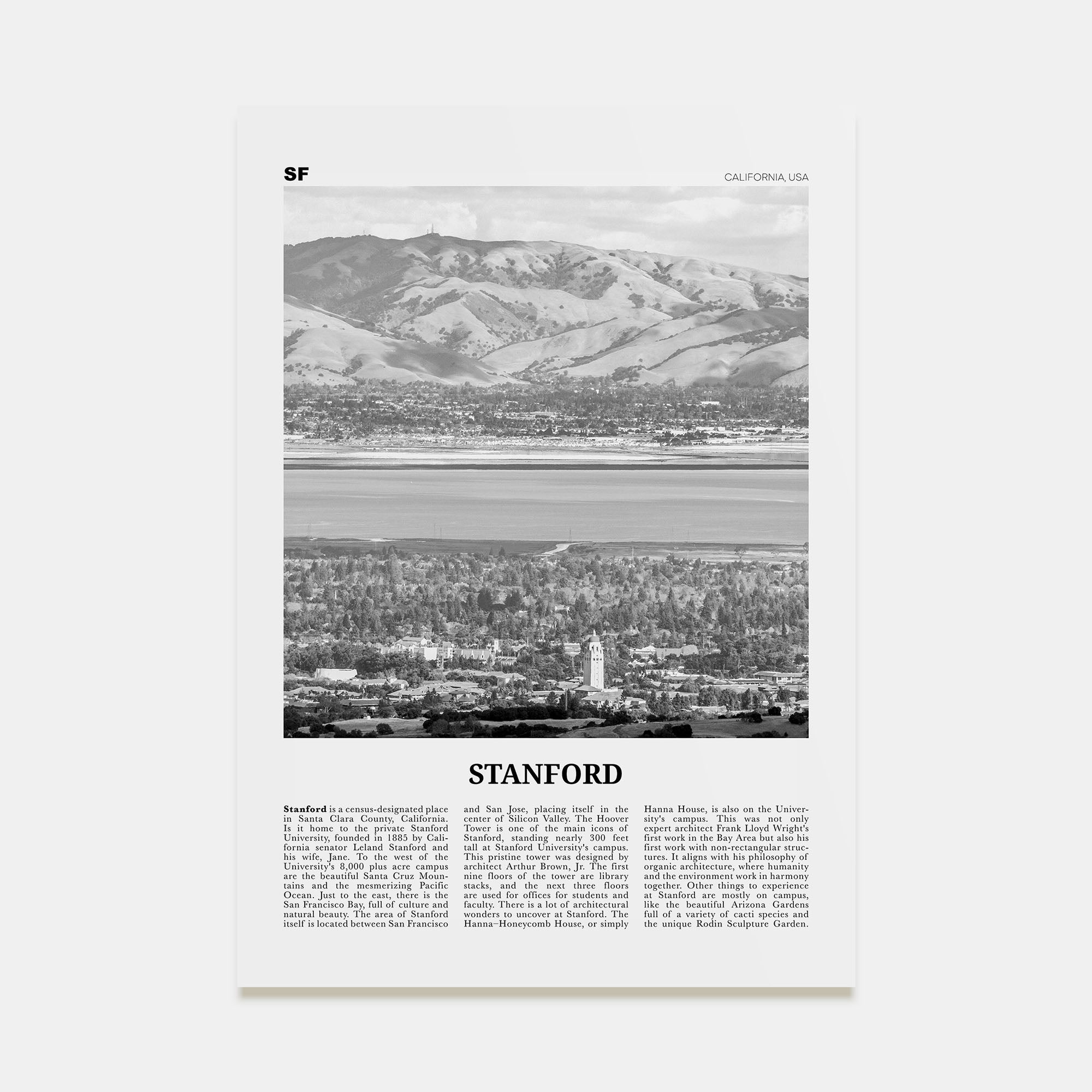 Stanford Travel B&W Poster