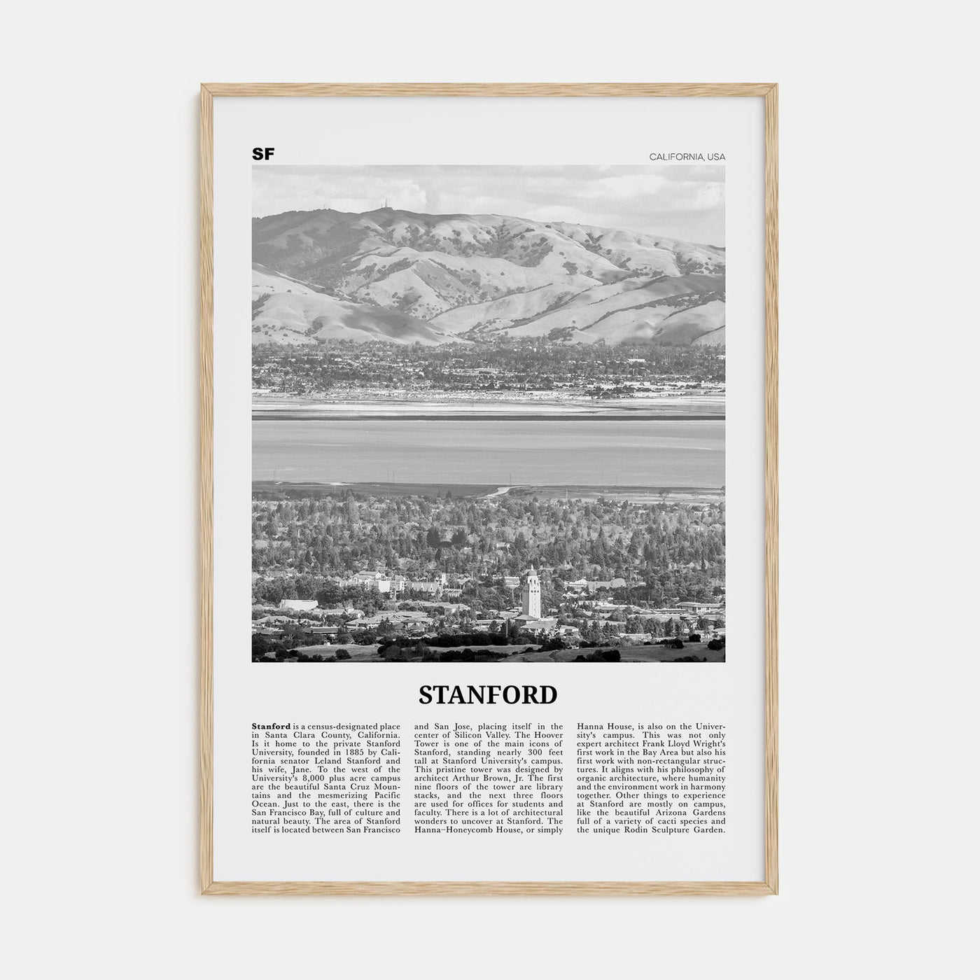 Stanford Travel B&W Poster