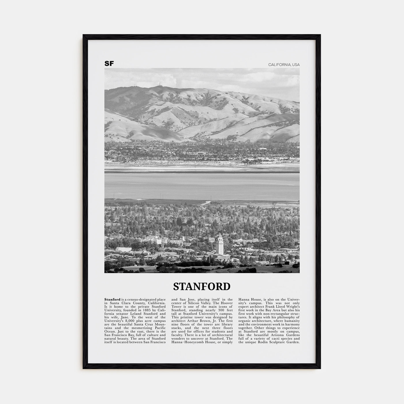 Stanford Travel B&W Poster