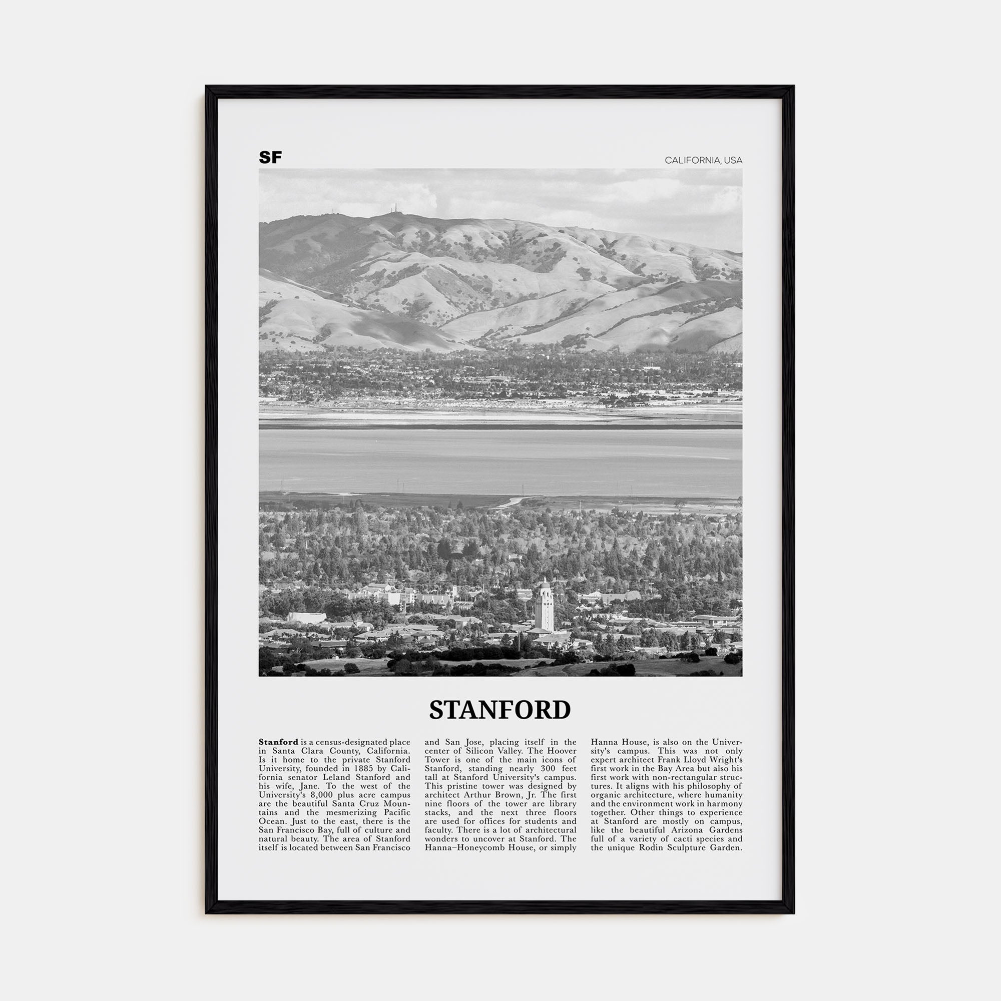 Stanford Travel B&W Poster