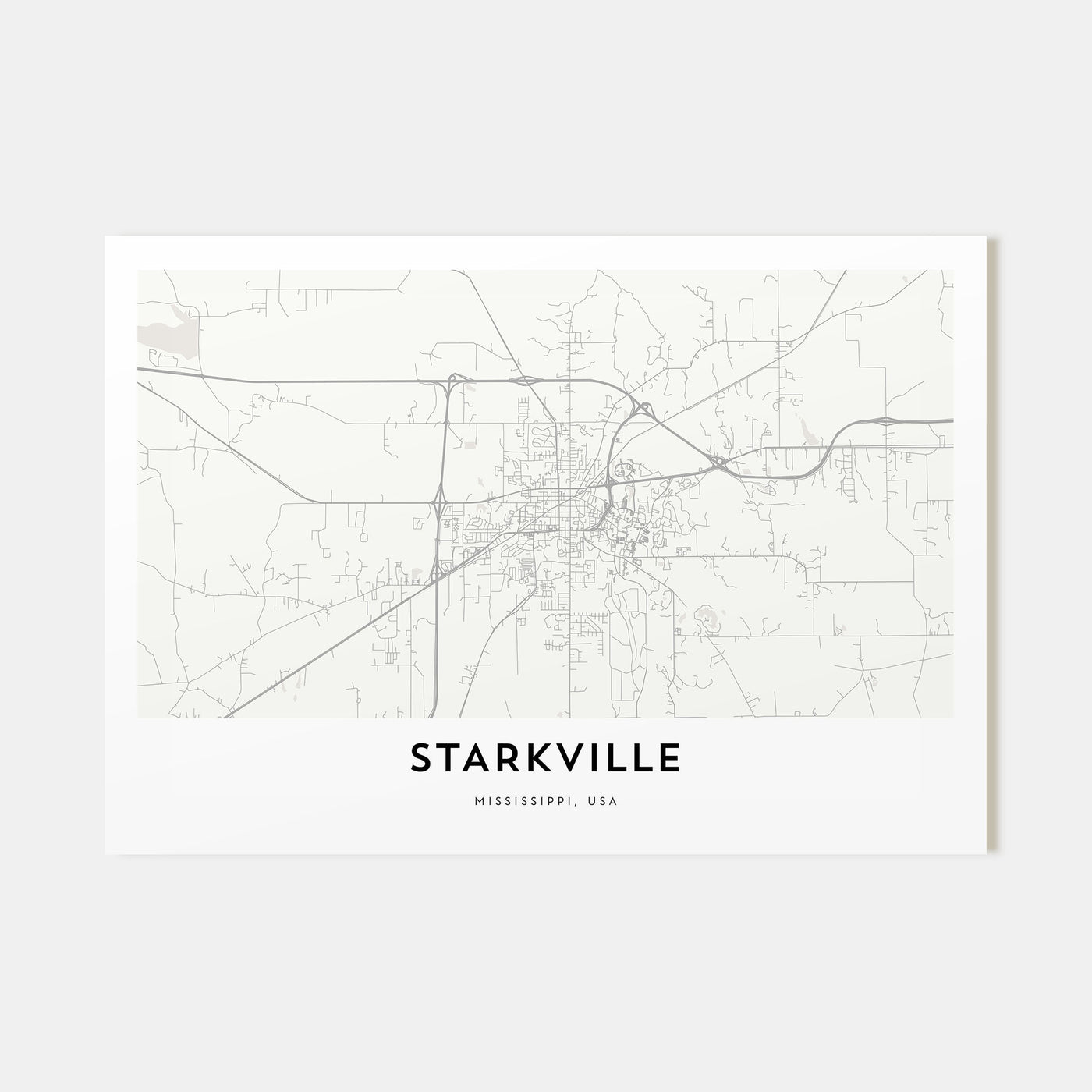 Starkville Map Landscape Poster