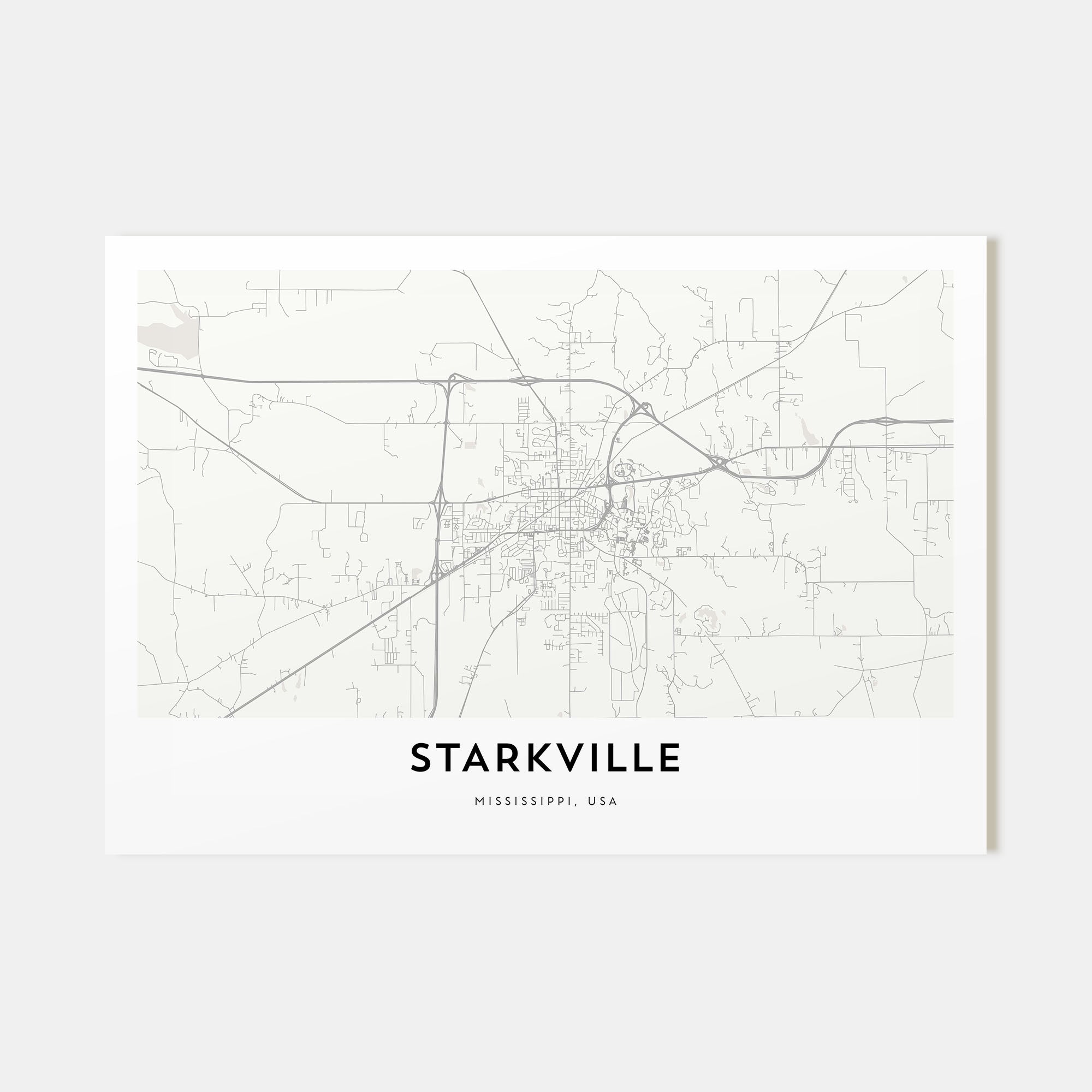 Starkville Map Landscape Poster