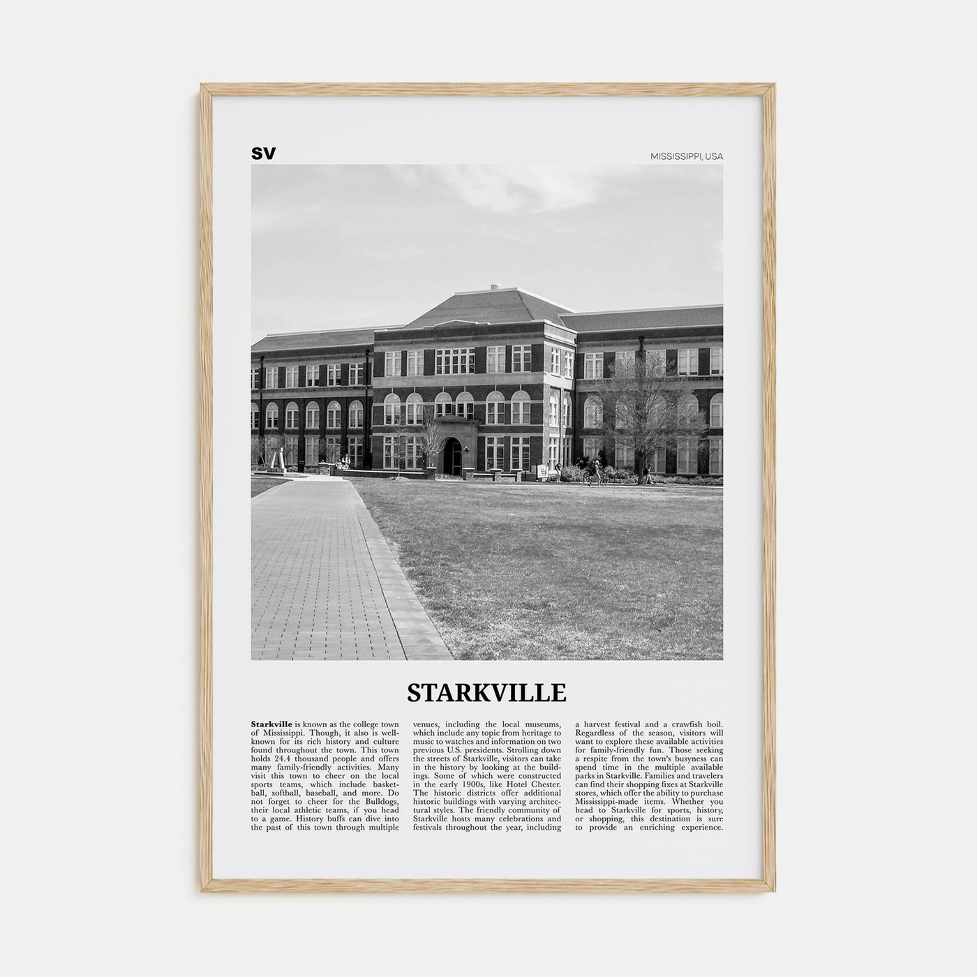 Starkville Travel B&W Poster