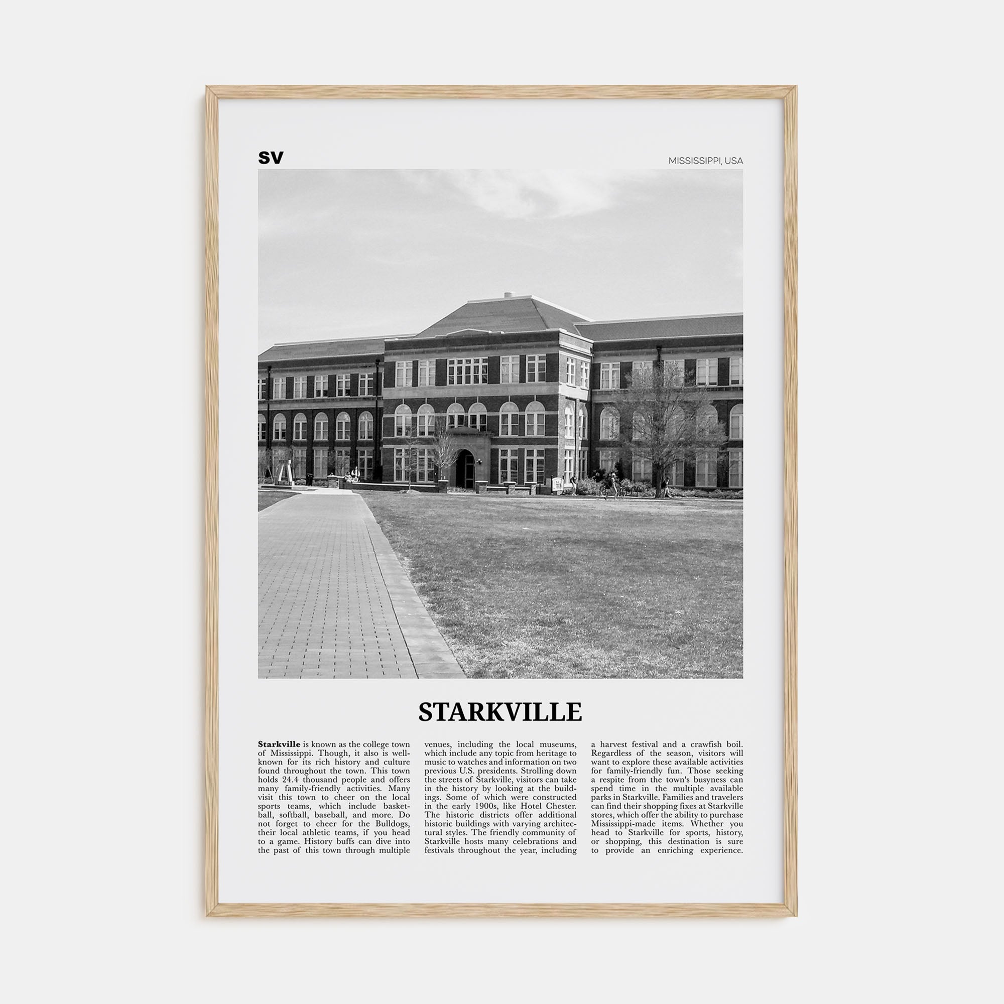 Starkville Travel B&W Poster