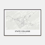State College Map Landscape Poster