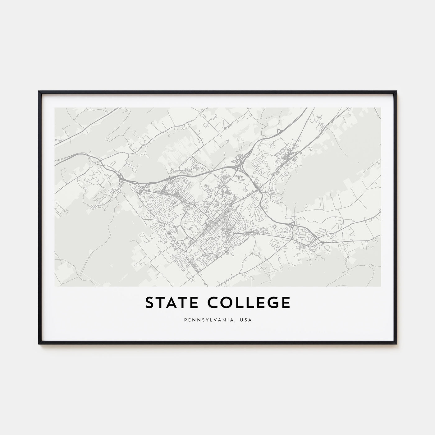 State College Map Landscape Poster