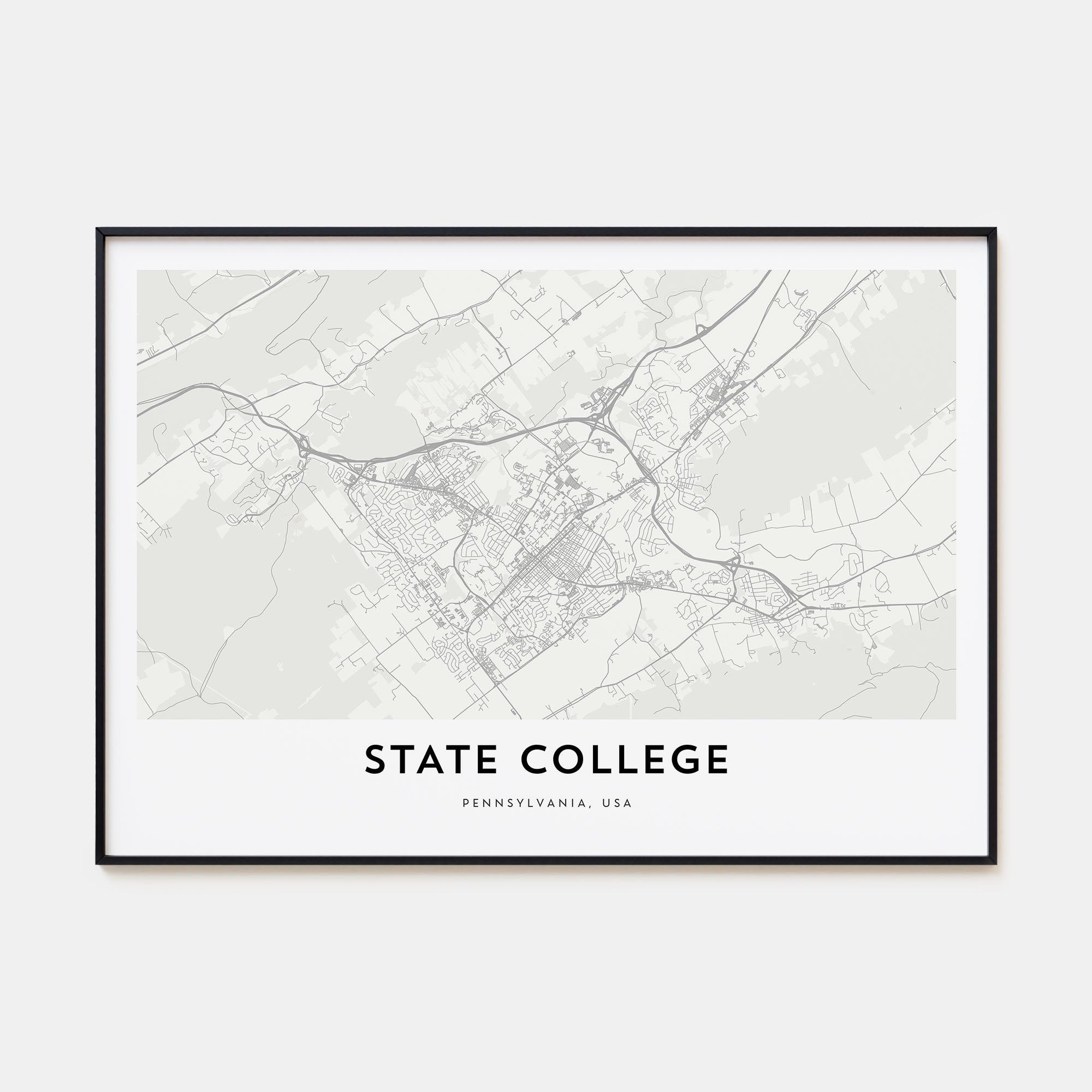 State College Map Landscape Poster