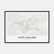 State College Map Landscape Poster
