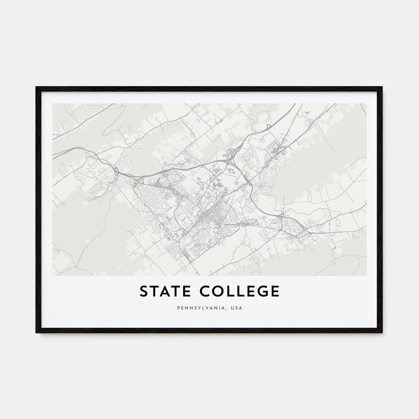 State College Map Landscape Poster