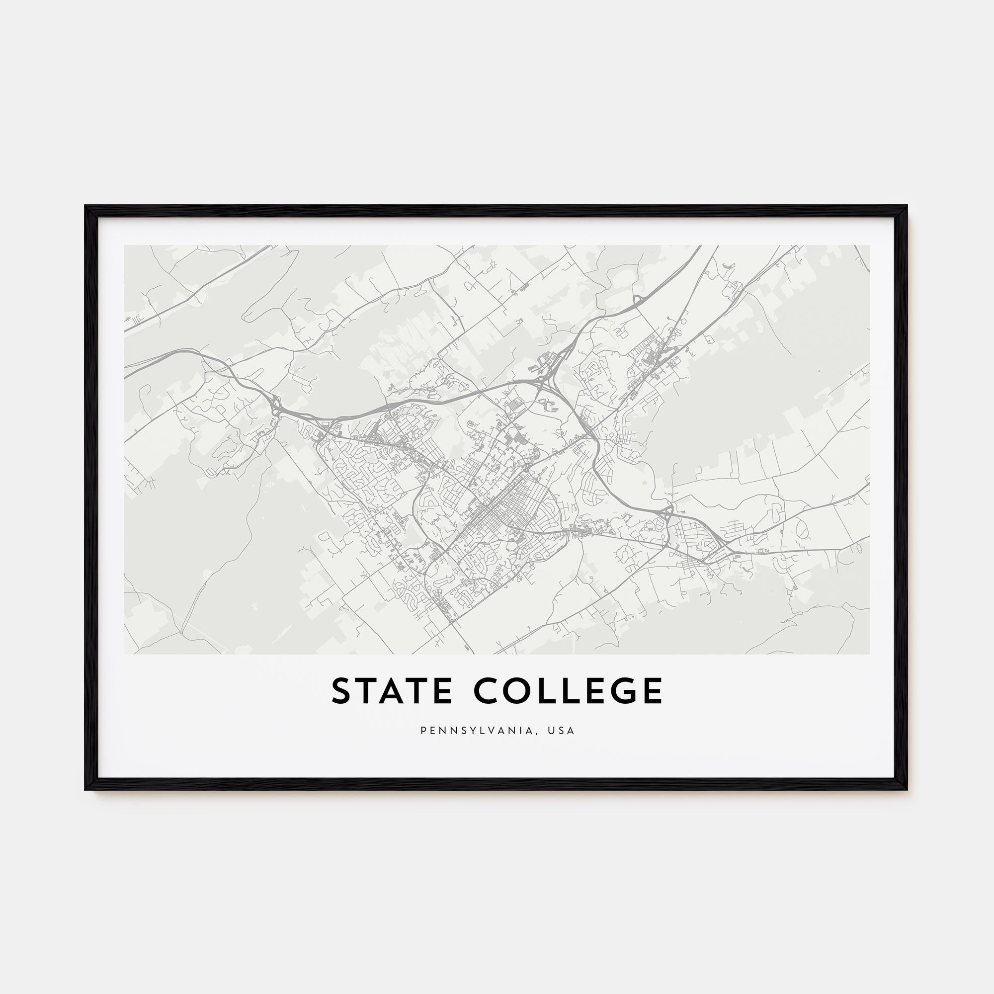 State College Map Landscape Poster