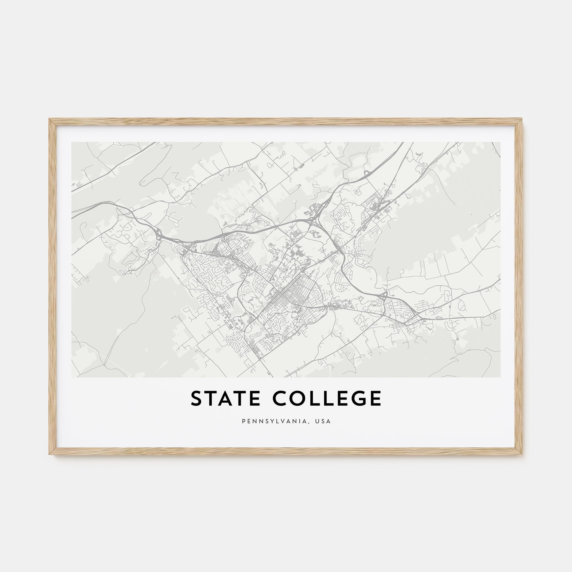 State College Map Landscape Poster