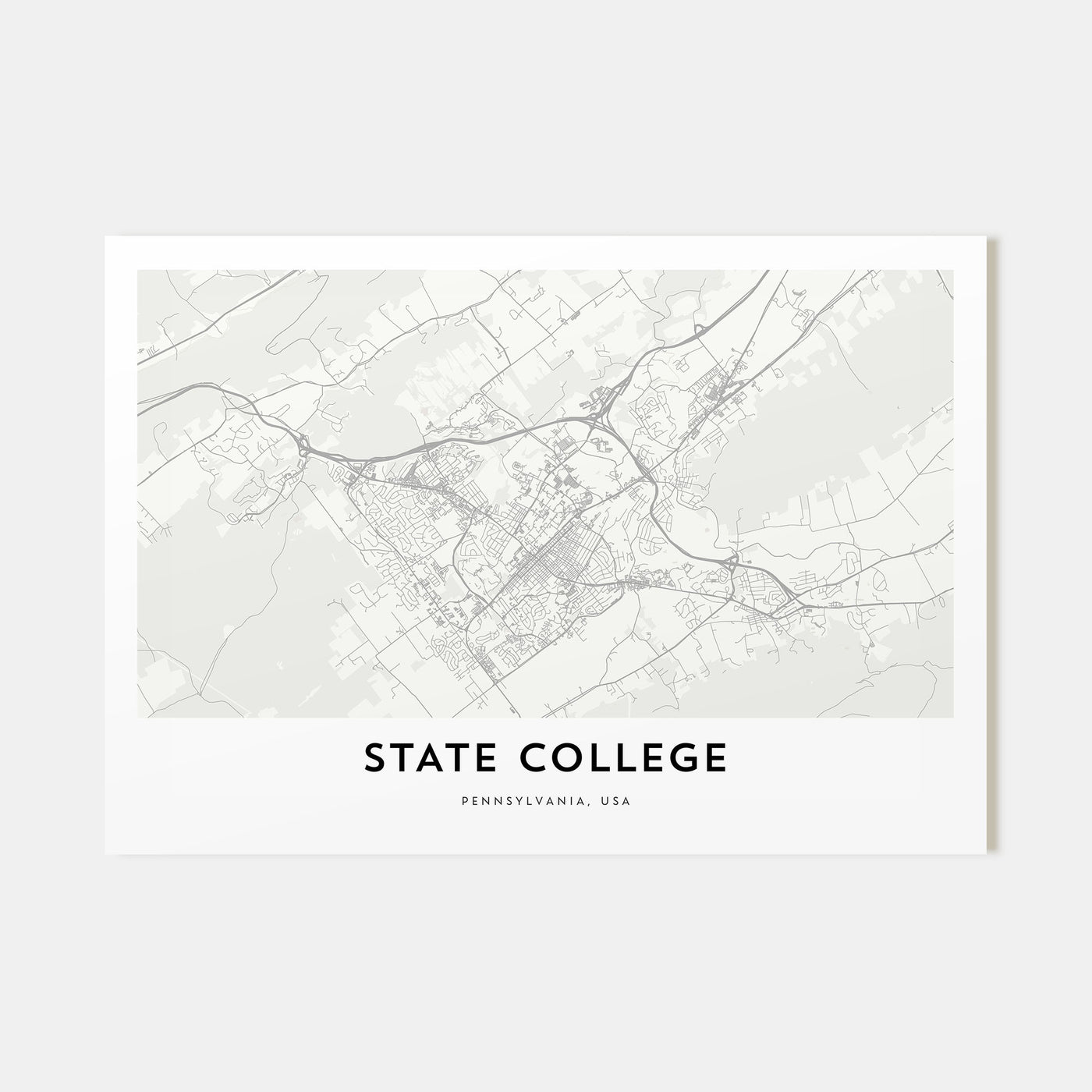 State College Map Landscape Poster