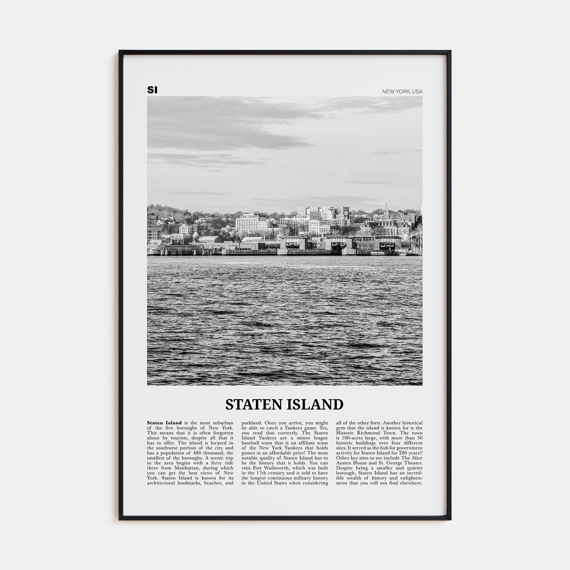 Staten Island Travel B&W Poster