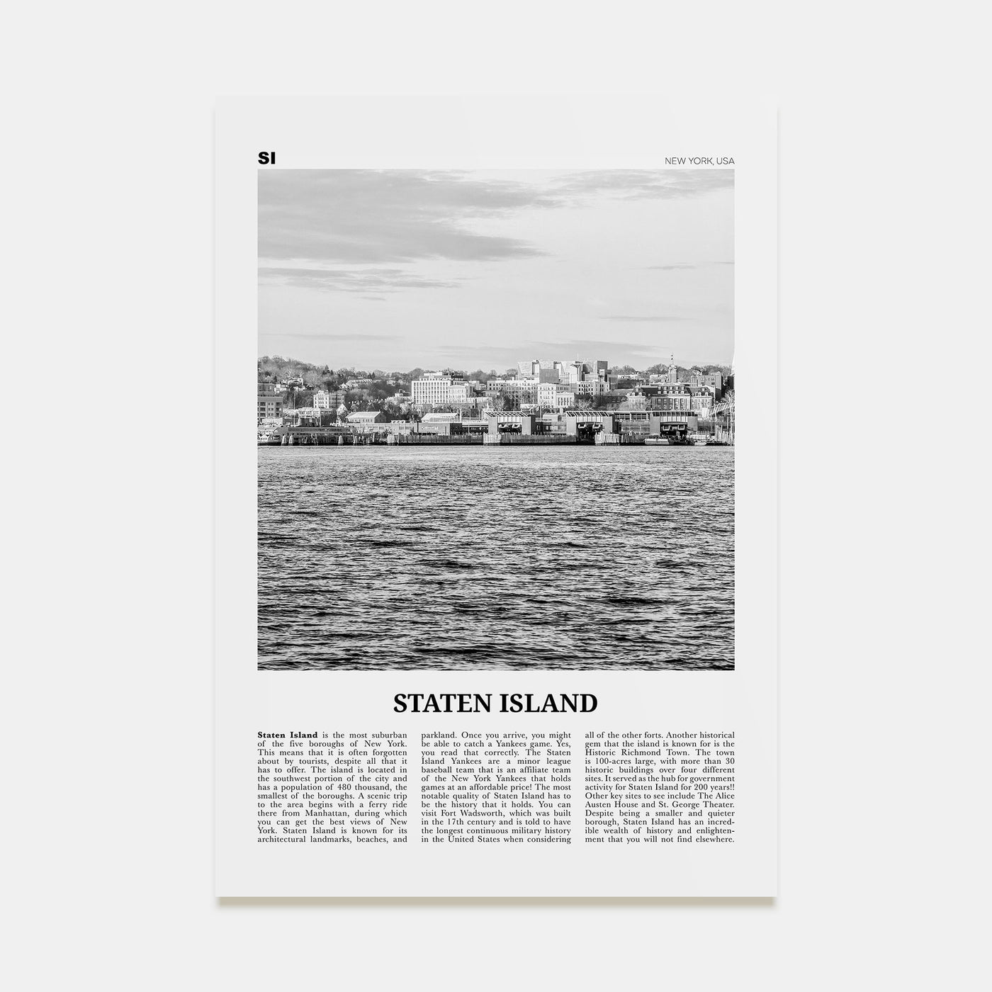 Staten Island Travel B&W Poster