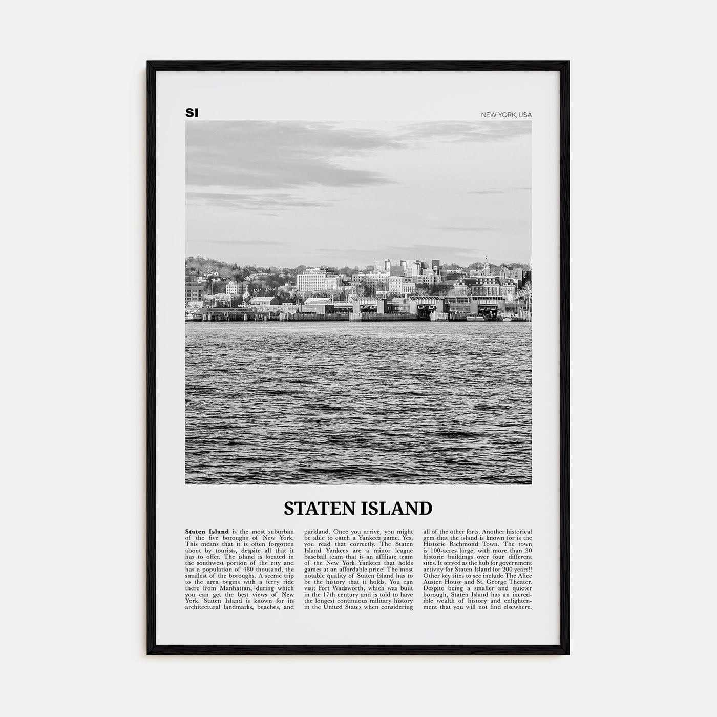 Staten Island Travel B&W Poster