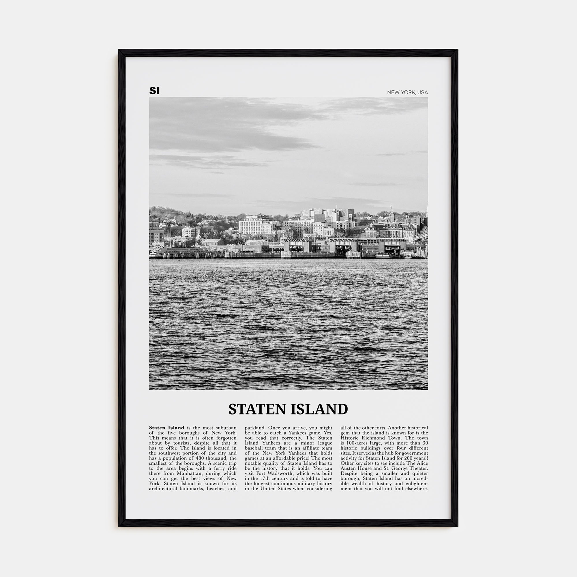 Staten Island Travel B&W Poster